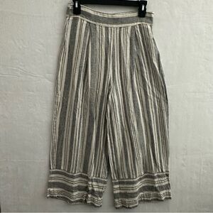 Forever 21 Striped Wide Leg Cropped Pants Women’s M Linen Blend Beach Boho
